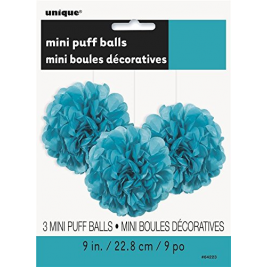 Mini Puff Balls 3pk - Teal