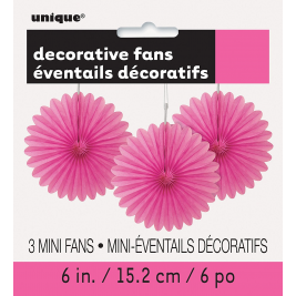 Decorative Fans 3pk - Hot Pink