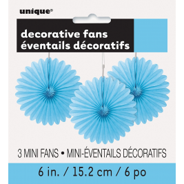 Decorative Fans 3pk - Light Blue