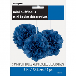 Mini Puff Balls 3pk - Blue