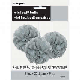 Mini Puff Balls 3pk - Grey
