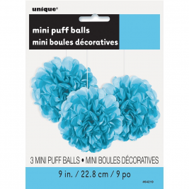 Mini Puff Balls 3pk - Light Blue