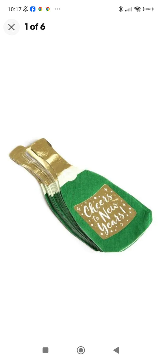 New Year Champagne Napkins 20pk