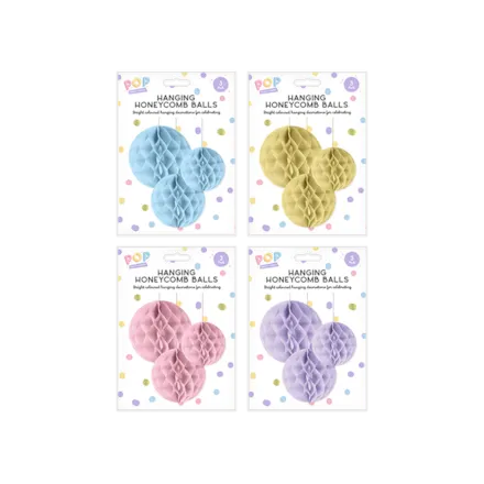 Pastel Honeycomb Decorations 3pk