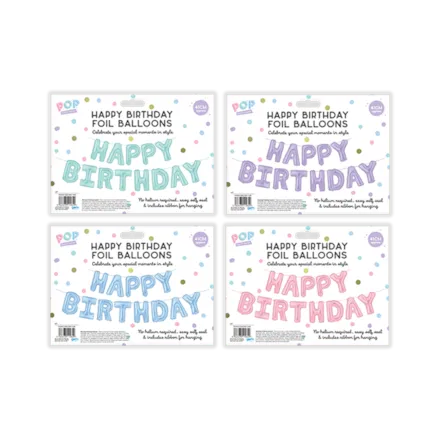 Pastel Happy Birthday Balloon Banner