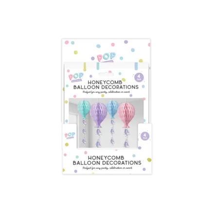 Pastel Honeycomb Decorations 4pk