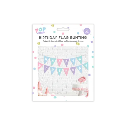 Pastel Happy Birthday Flag Bunting 3m
