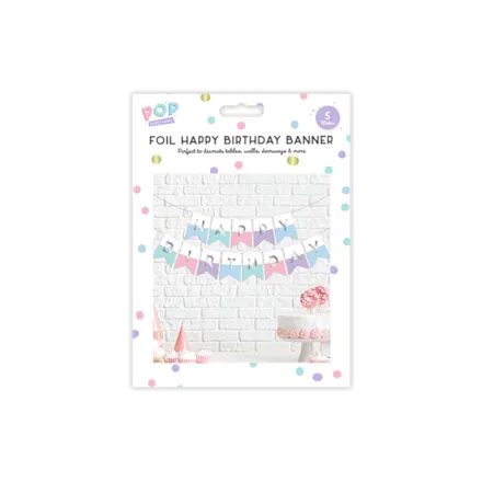 Pastel Happy Birthday Banner 3m