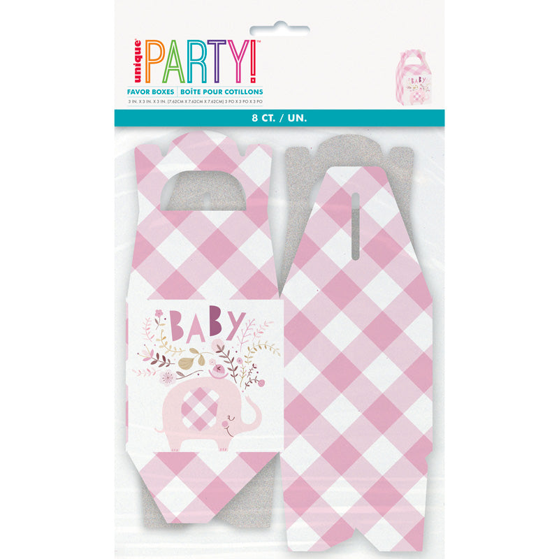 Elephant Baby Shower Favour Boxes - Pink