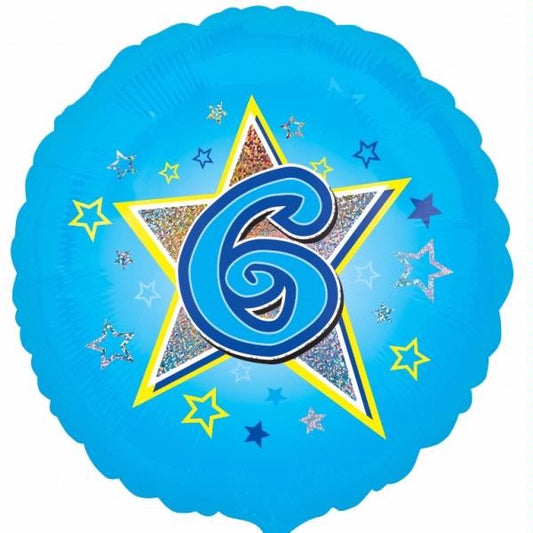 6th Birthday Balloon - Blue