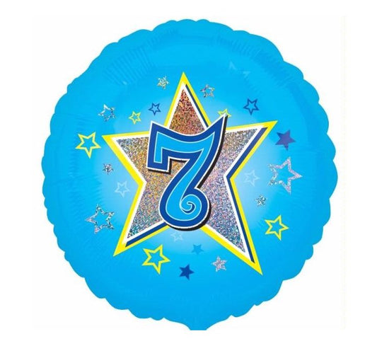 7th Birthday Balloon - Blue