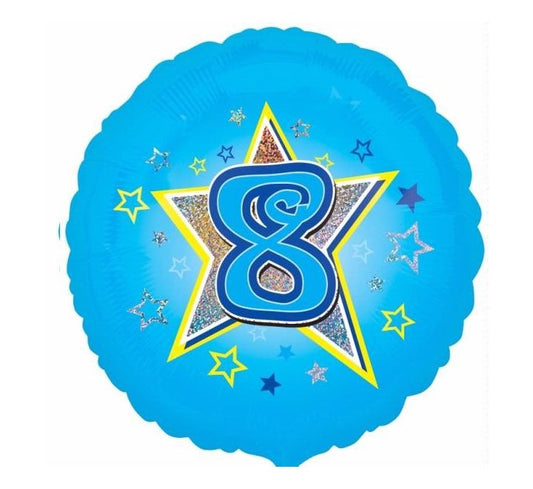 8th Birthday Balloon - Blue