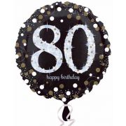 80th Birthday Balloon - Black Dots