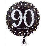 90th Birthday Balloon - Black Dots
