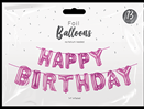 Happy Birthday Balloon Banner - Pink